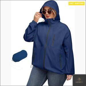 Lightweight Packable Trench Raincoat Waterproof Windproof Plus Size Outdoor